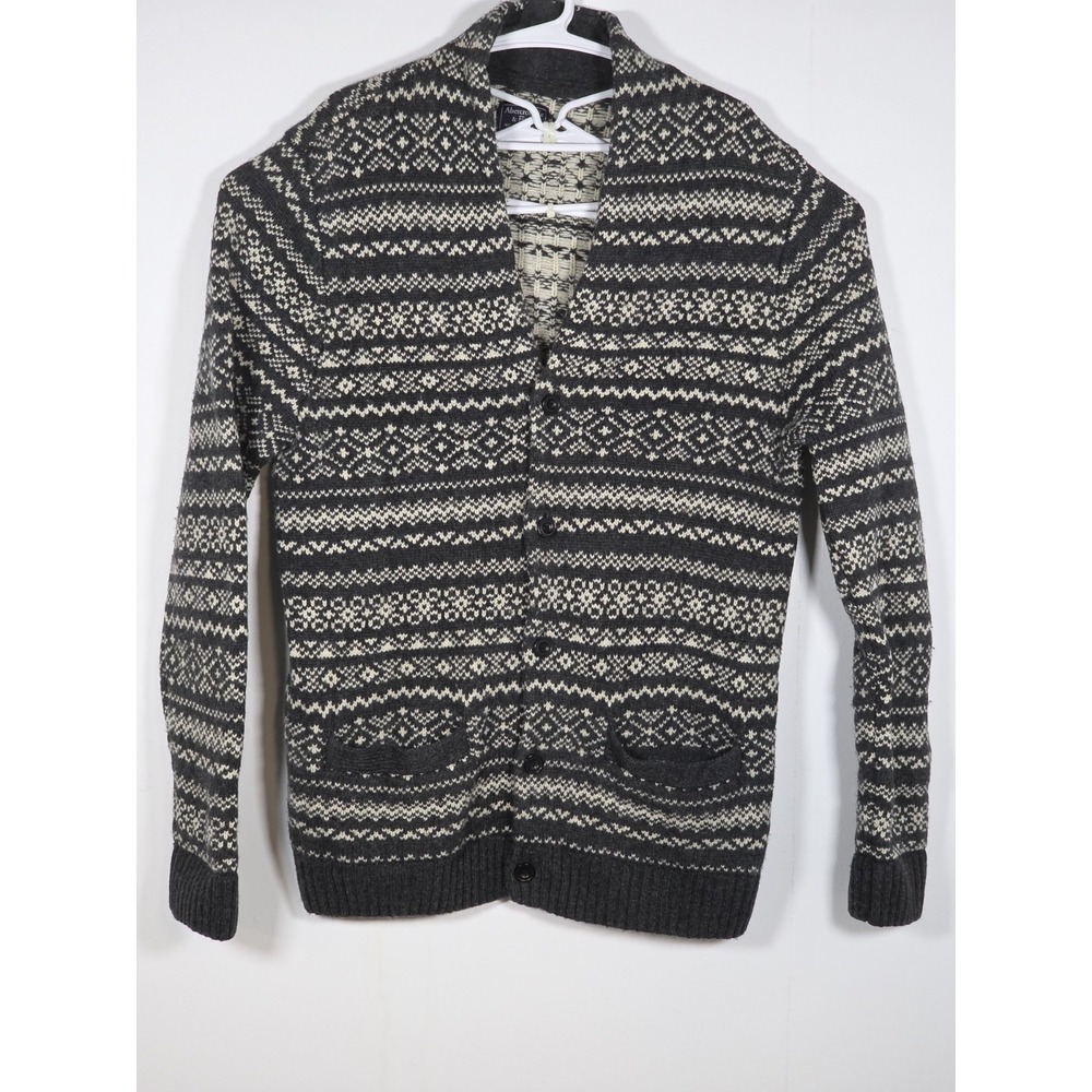Abercrombie Fitch Womens L Gray Wool Blend Knit Cardigan Sweater Vintage 90s Top